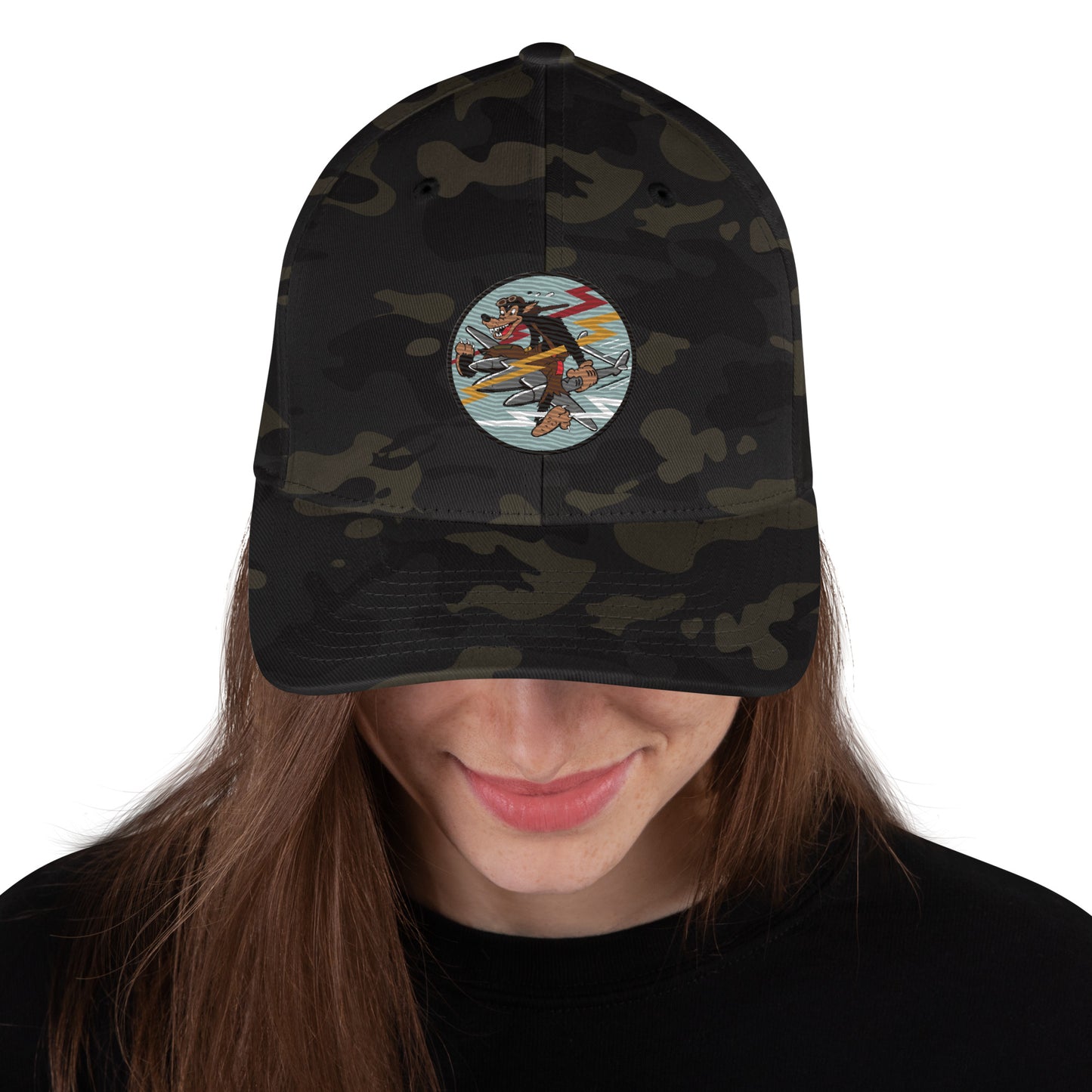 Wolf P-38 Fighter Cap - Nose Art Insignia Embroidery