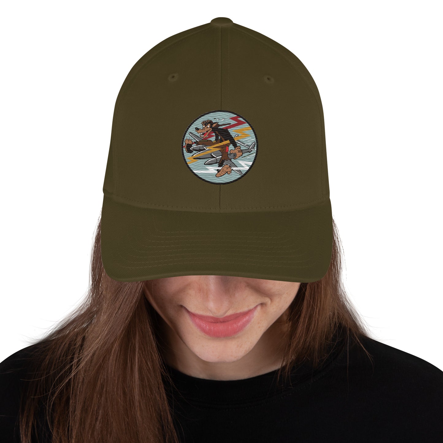 Wolf P-38 Fighter Cap - Nose Art Insignia Embroidery
