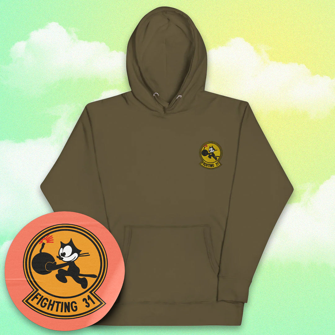 Felix The Cat Bomber Hoodie - Nose Art Insignia Embroidery