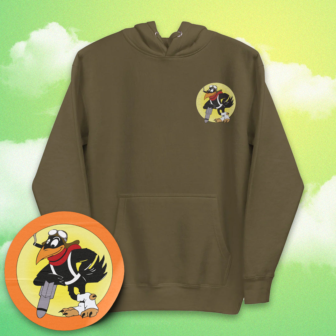 Raven Bomber Hoodie - Nose Art Insignia Printed