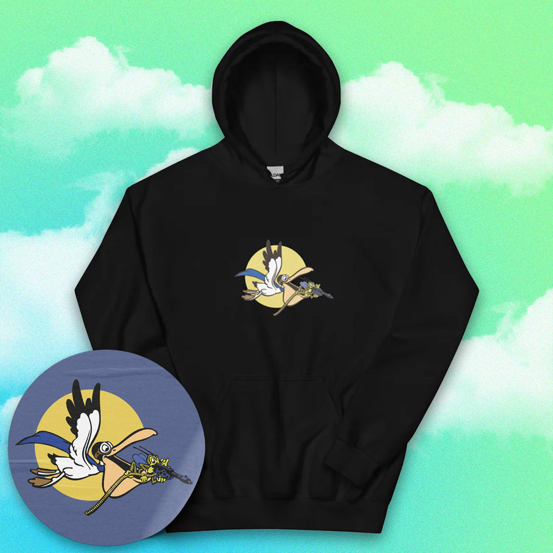 Stork P-40 Fighter 44th Squadron Hoodie - Nose Art Insignia Printed