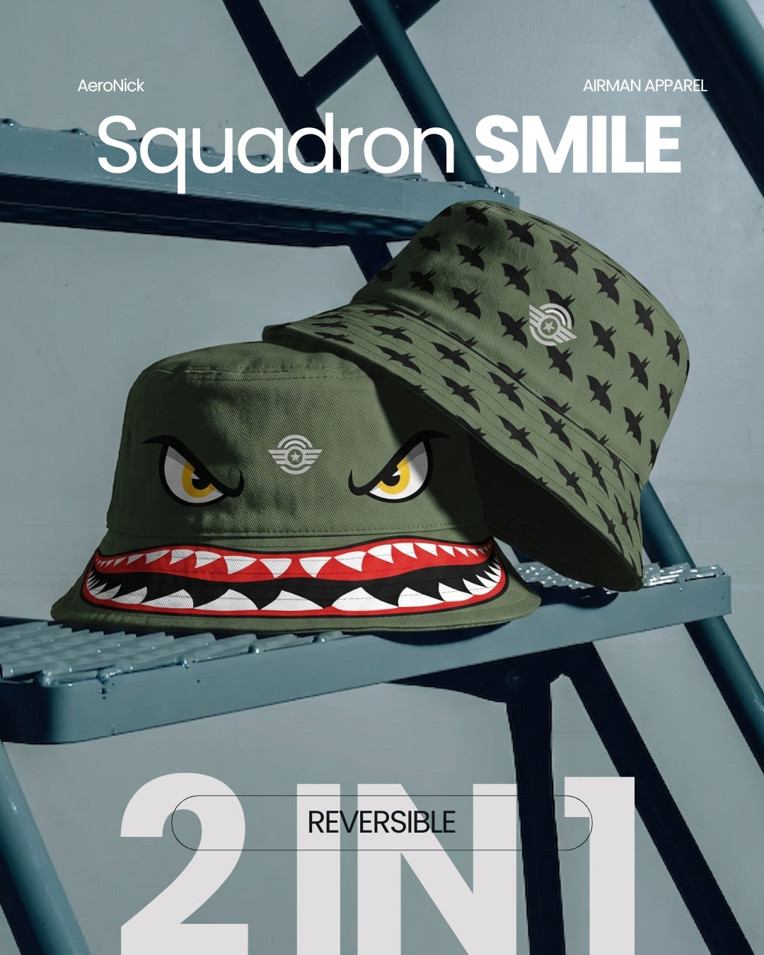 Squadron Smile | Reversible Bucket Hat