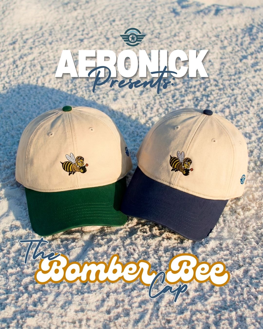 Retro Bomber Bee Embroidered Cap