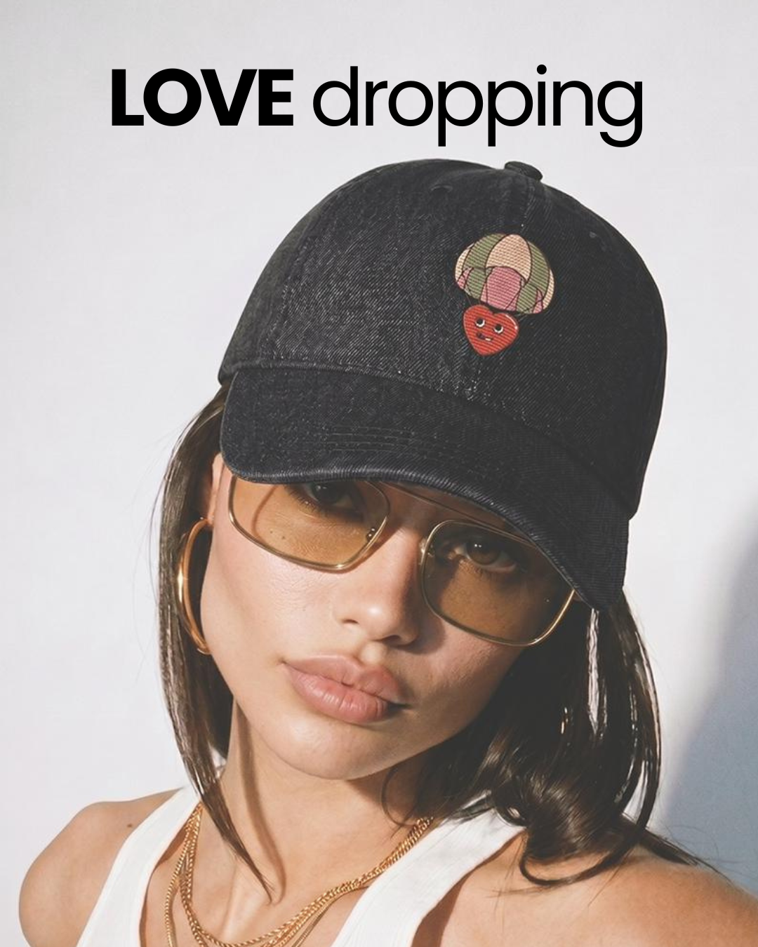 Love Dropping | Embroidered Denim Cap