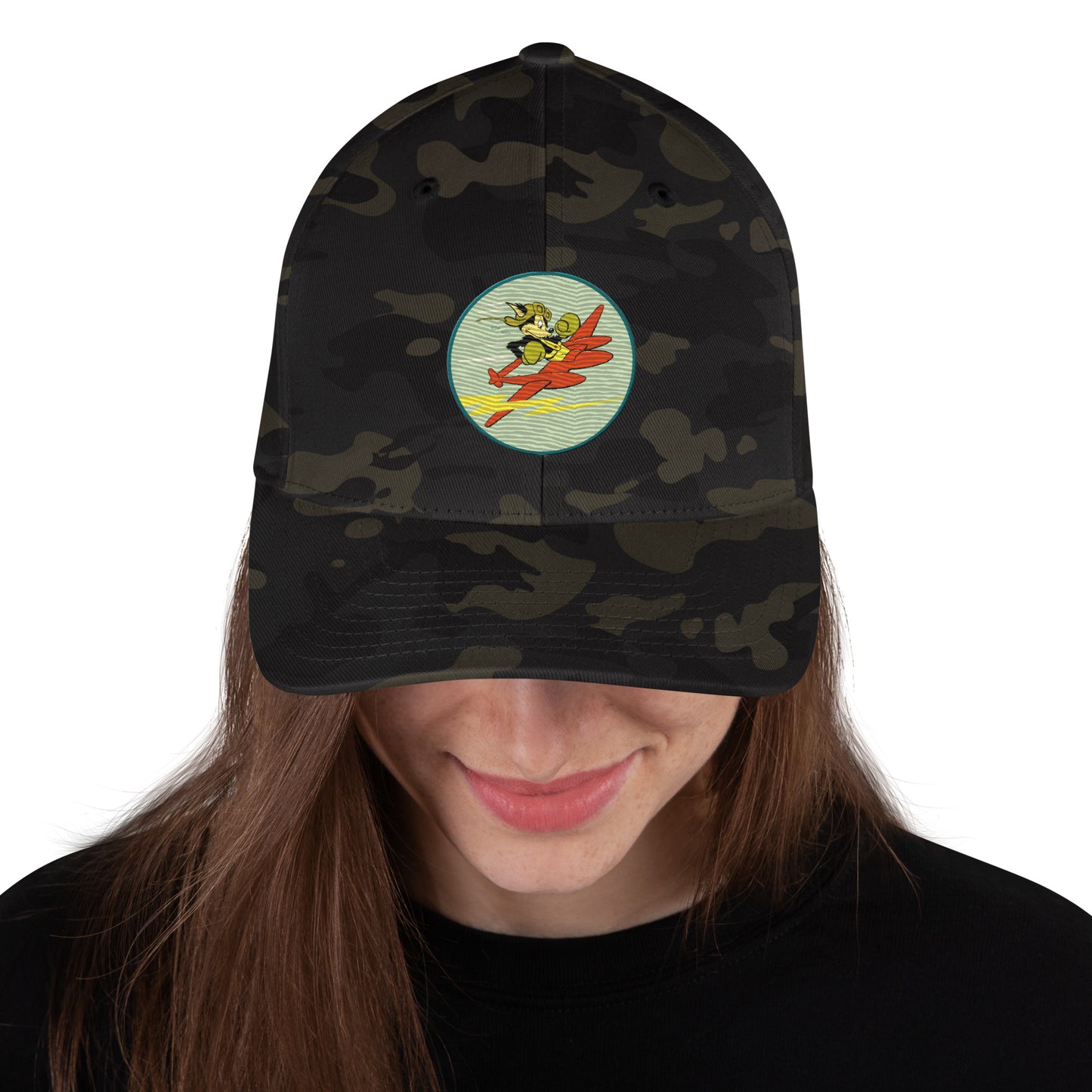 Cat P-38 Fighter Cap - Nose Art Insignia Embroidery