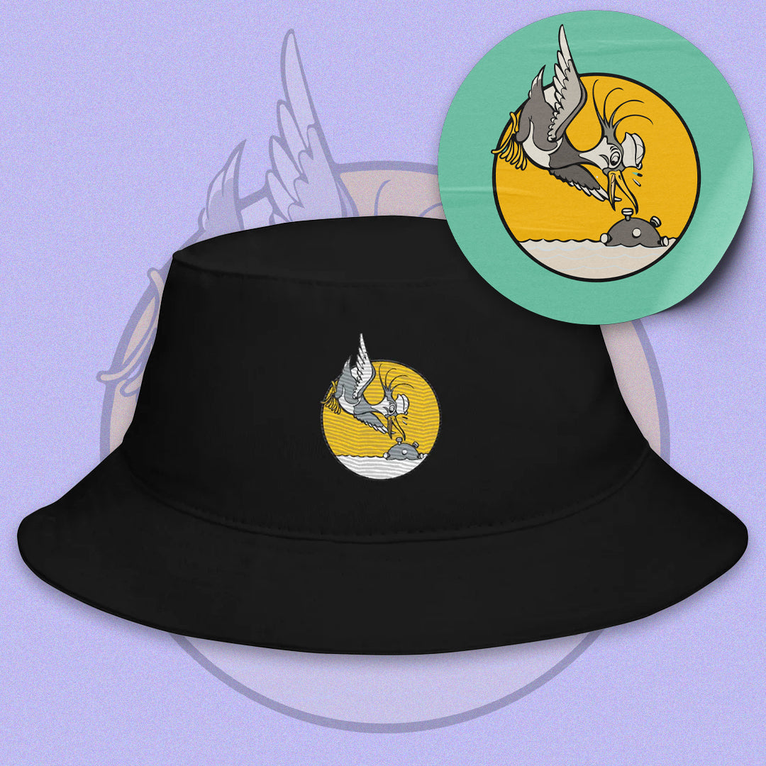 Navy Seagull Fisher Hat - Nose Art Insignia Embroidery